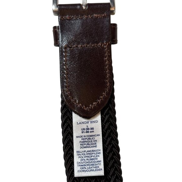 Lands’ End Men’s Chocolate Brown Woven Braid Elastic Belt Size Large 36-38 - Picture 8 of 10